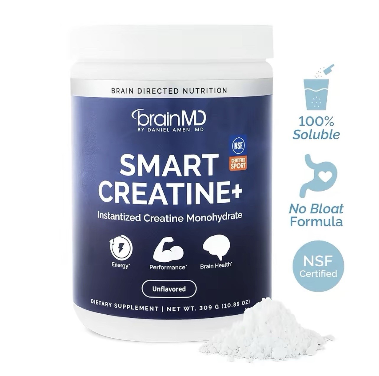 BrainMD Smart Creatine+ Instantized Creatine Monohydrate Unflavored 309g NEW