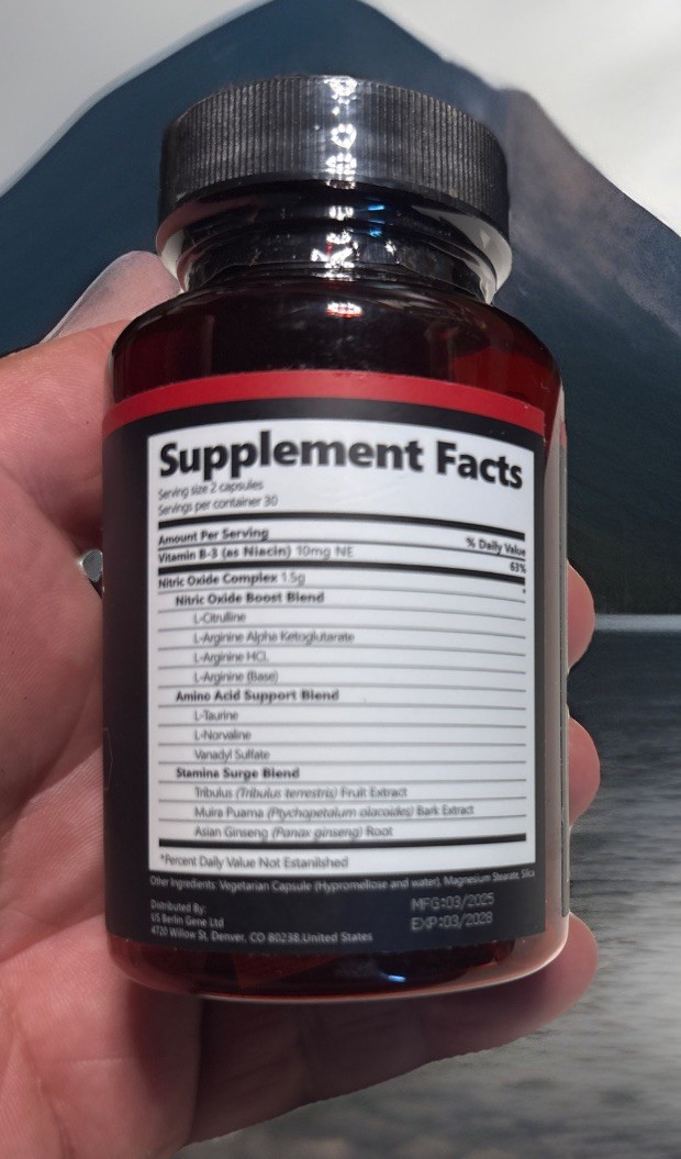 Nitric Oxide Natural Booster Supplement L-Arginine, L-Citrulline 1500mg 60ct NIB