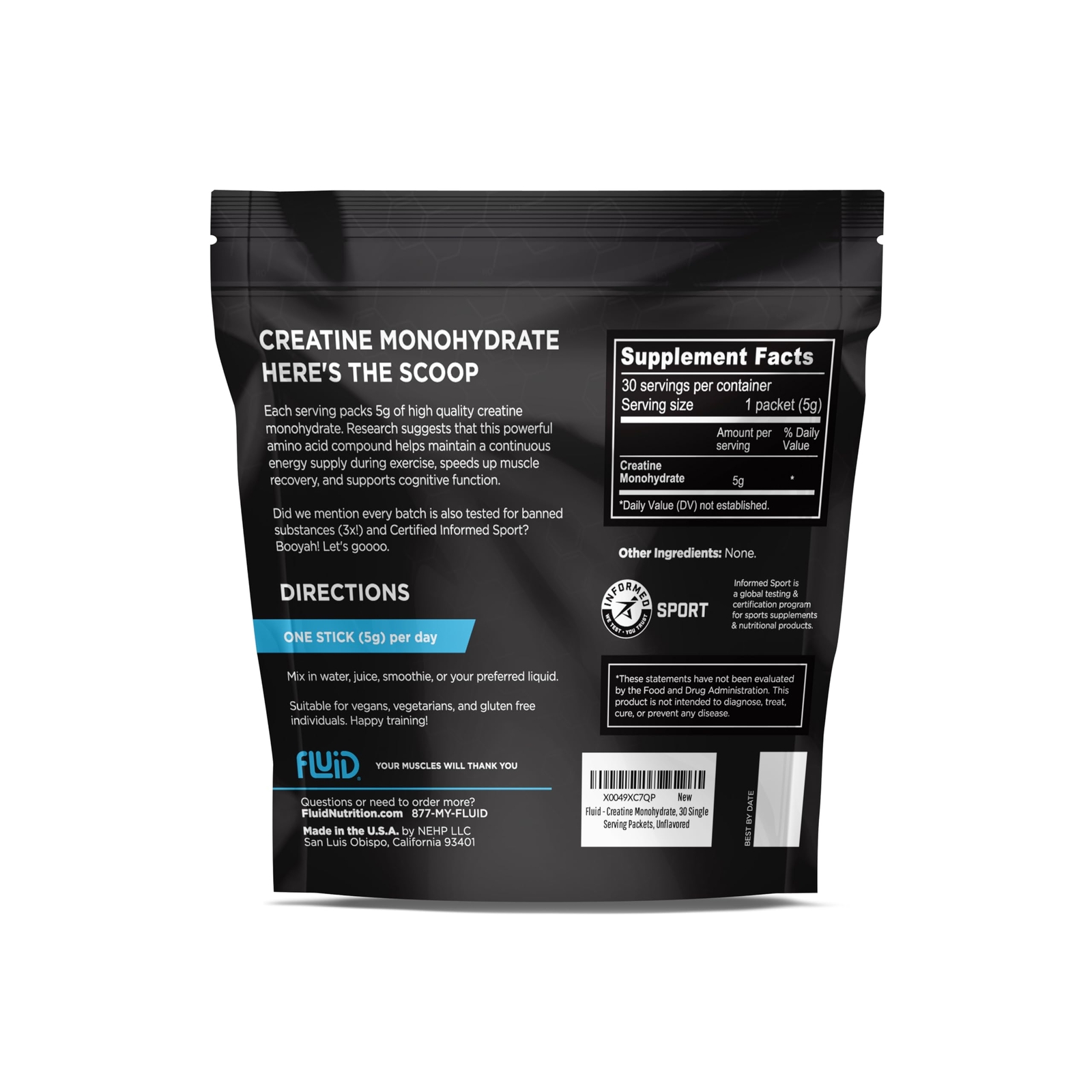 Fluid – Ultra-Fine Micronized 100% Creatine Monohydrate Informed Sport Certif…