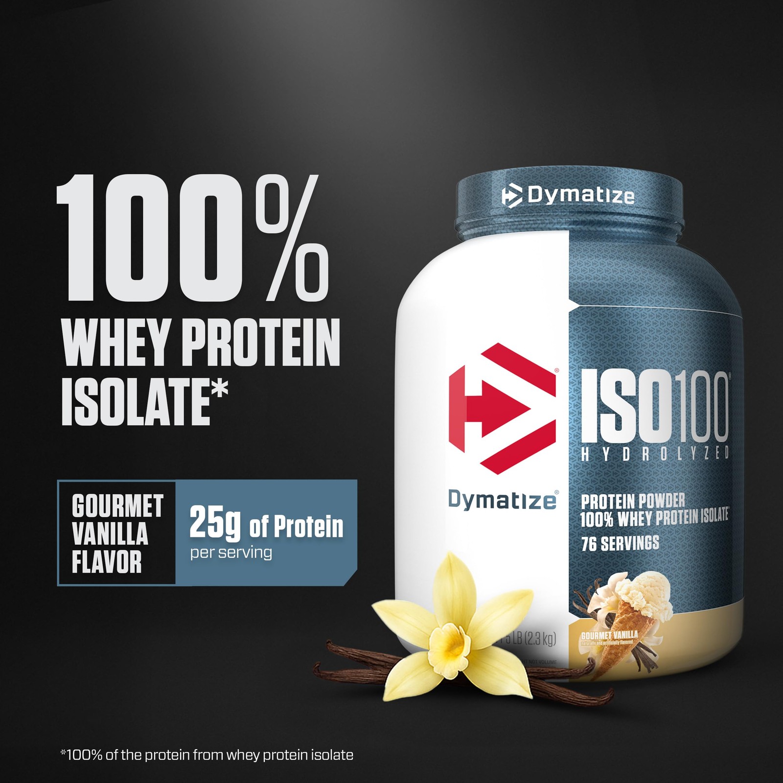 Dymatize ISO 100 Whey Protein Powder with 25g of 5 Pound (Pack 1), White