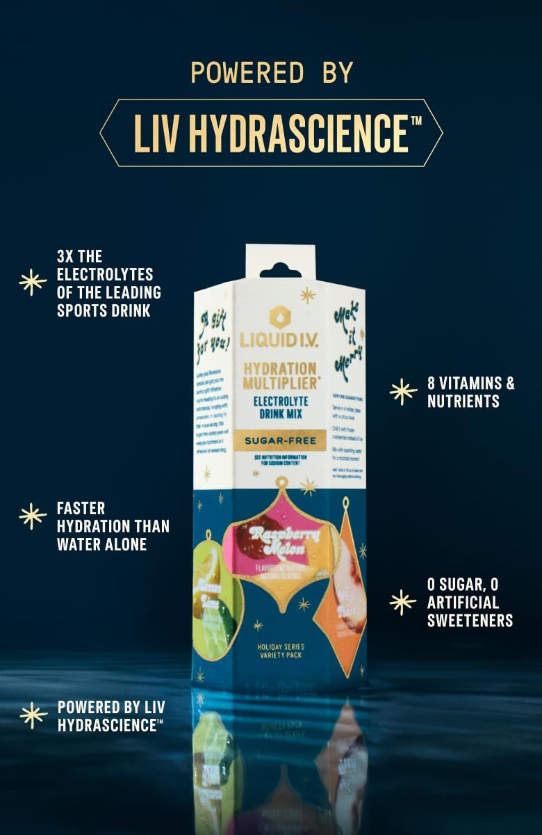 Liquid I.V. Hydration Multiplier Sugar-Free Variety Pack 4-Count Raspberry Melon