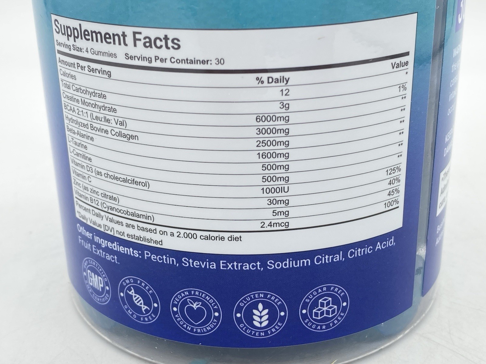 Cnthdi Creatine Monohydrate Gummies Blueberry Gluten-Free Soy-Free 6000mg 120 Ct