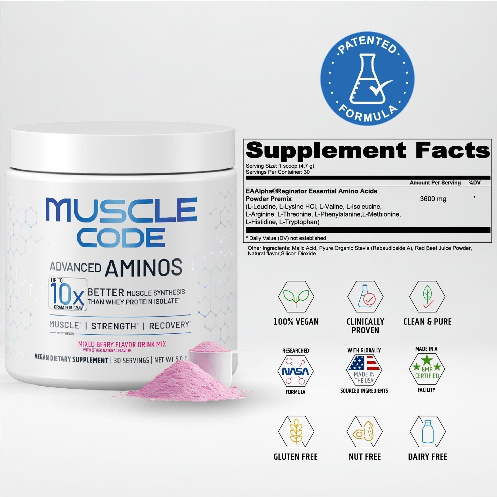 NAUTILUS Muscle Code Essential Amino Acid Powder Muscle Synthesis & Repair & St