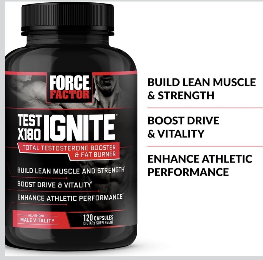 Force Factor Test X180 Ignite Total 120 Count (Pack of 1), No Color