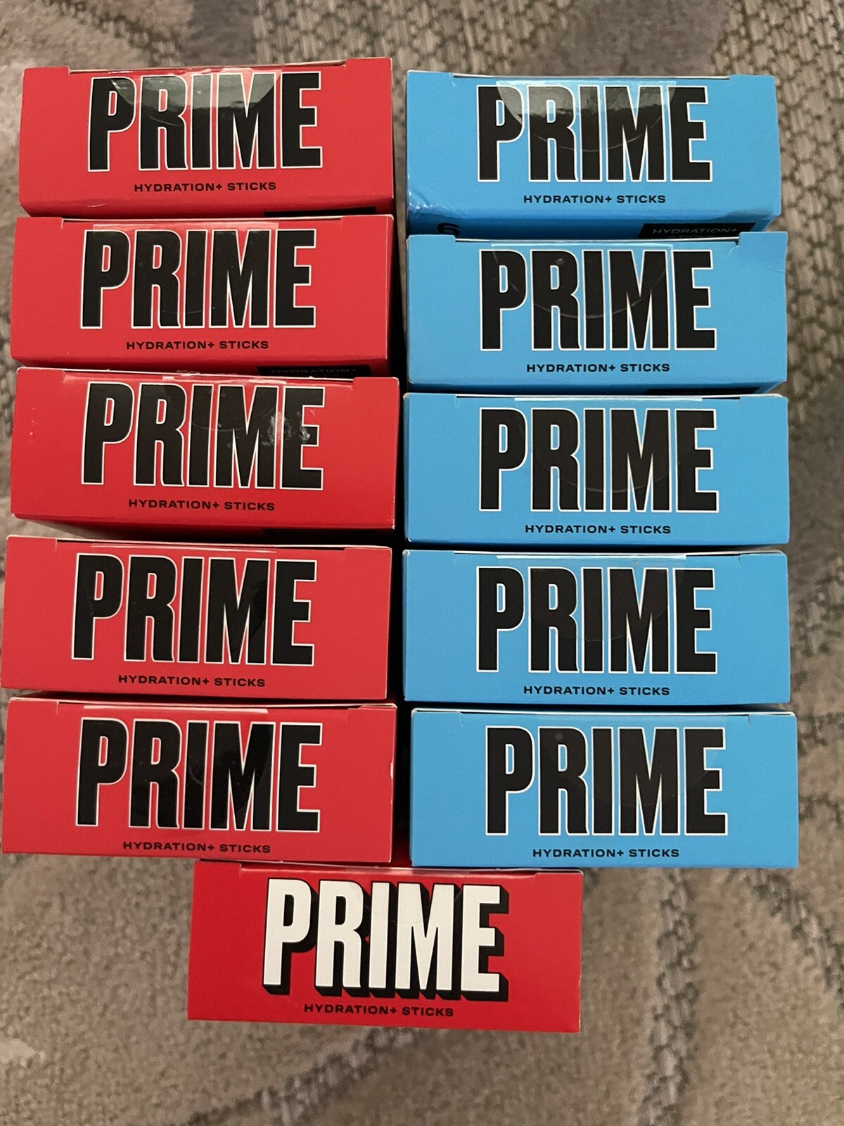 LOT – 11 PRIME HYDRATION BOXES (5 BLUE RASPBERRY & 5 FRUIT PUNCH & 1 ICE POP)