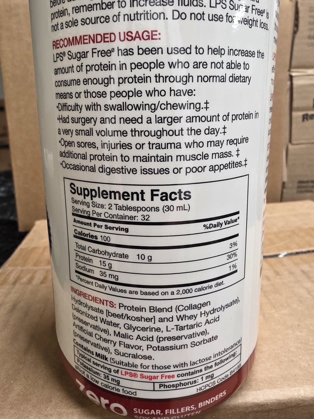 3 BTLS Of LPS Collagen & Whey Liquid Protein Supplement Cherry 32 fl oz