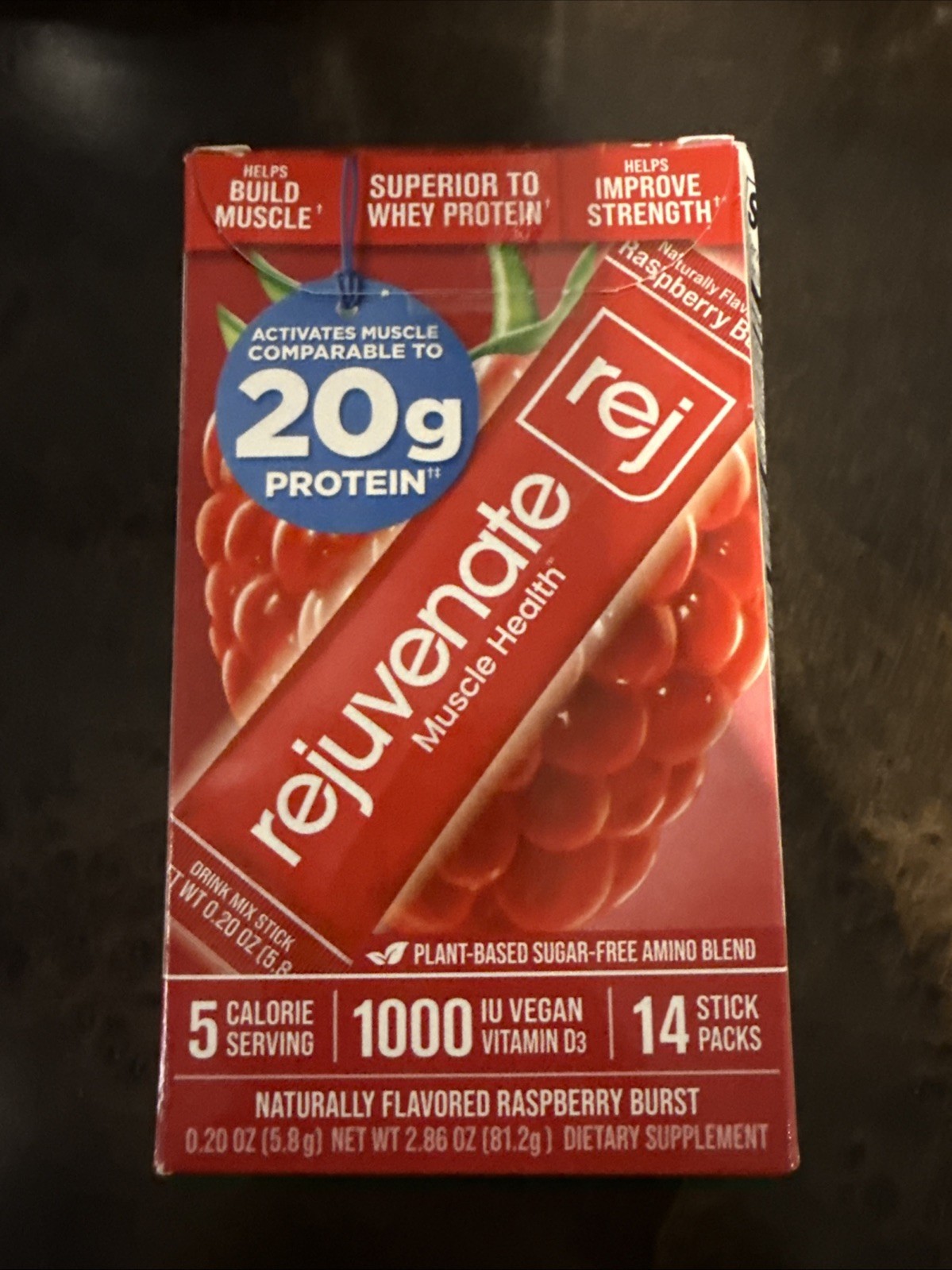Rejuvenate Muscle Health 29g Protein Raspberry Burst Flavor 14 servings EXP 4/29