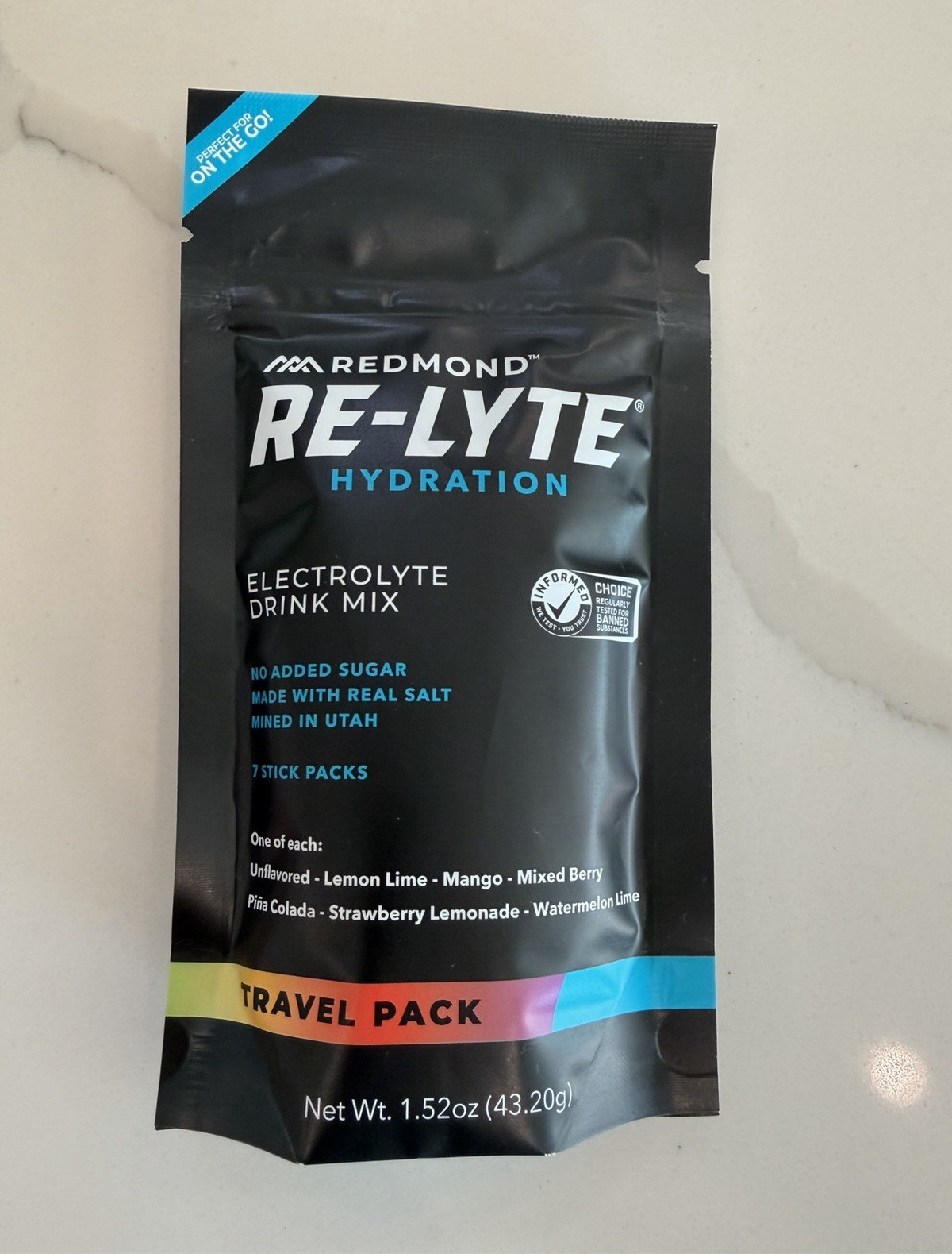 Redmond RE-LYTE Electrolyte Hydration Drink Mix Variety 7 Sticks 1.52 oz