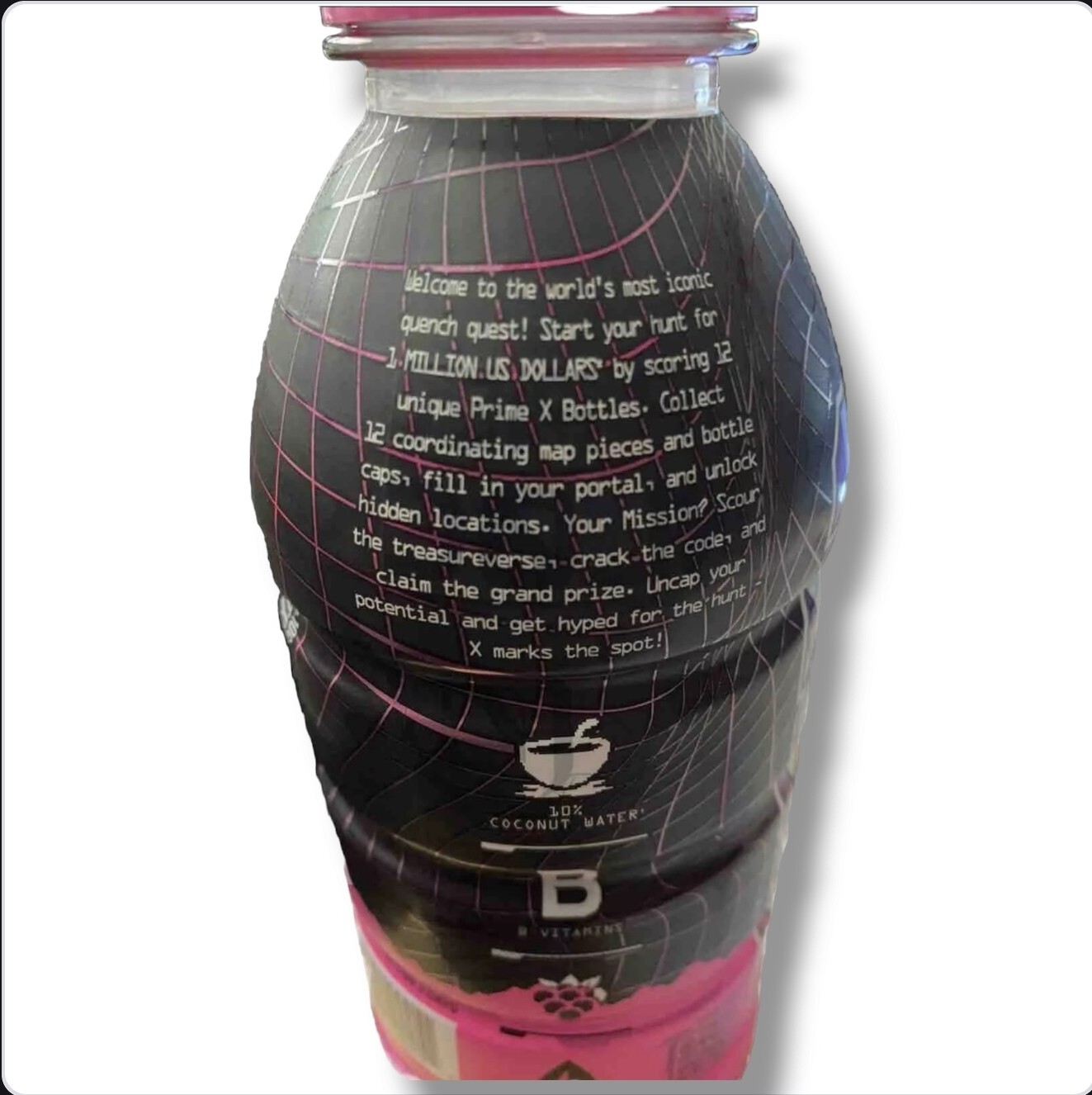 NEW PRIME X TREASURE HUNT HYDRATION DRINK 1 FULL 16.9 FL OZ PINK BOTTLE