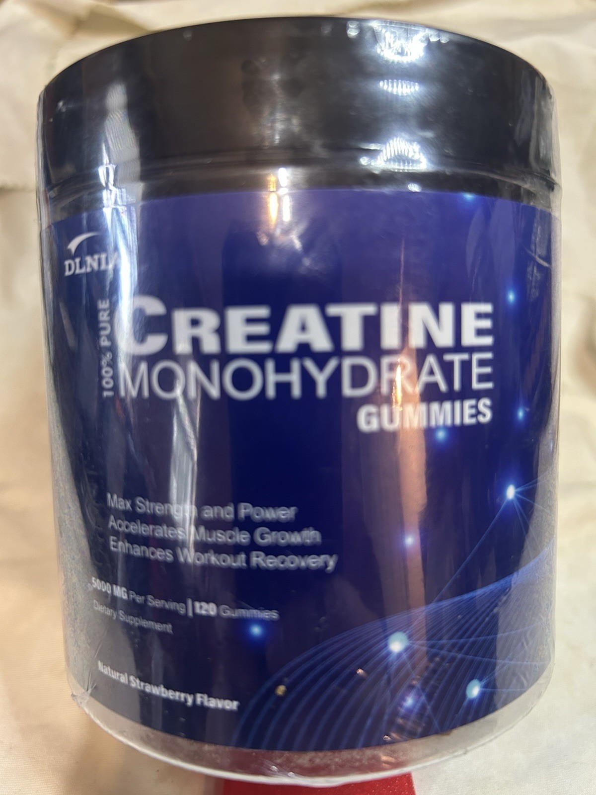 DLNIA Creatine Monohydrate Gummies 5000 MG 120 Ct Strawberry Exp 7/2026 Sealed