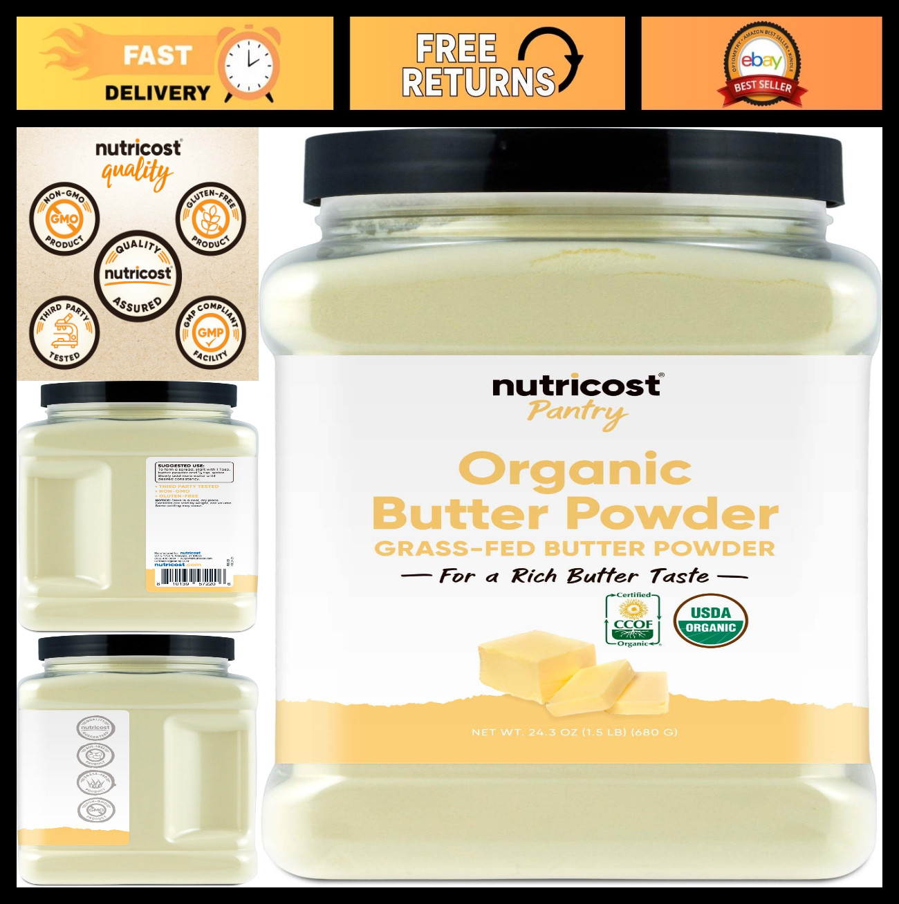 Organic Grass-Fed Butter Powder 1.5 LB | Non-GMO, Gluten-Free, Dairy Alternative