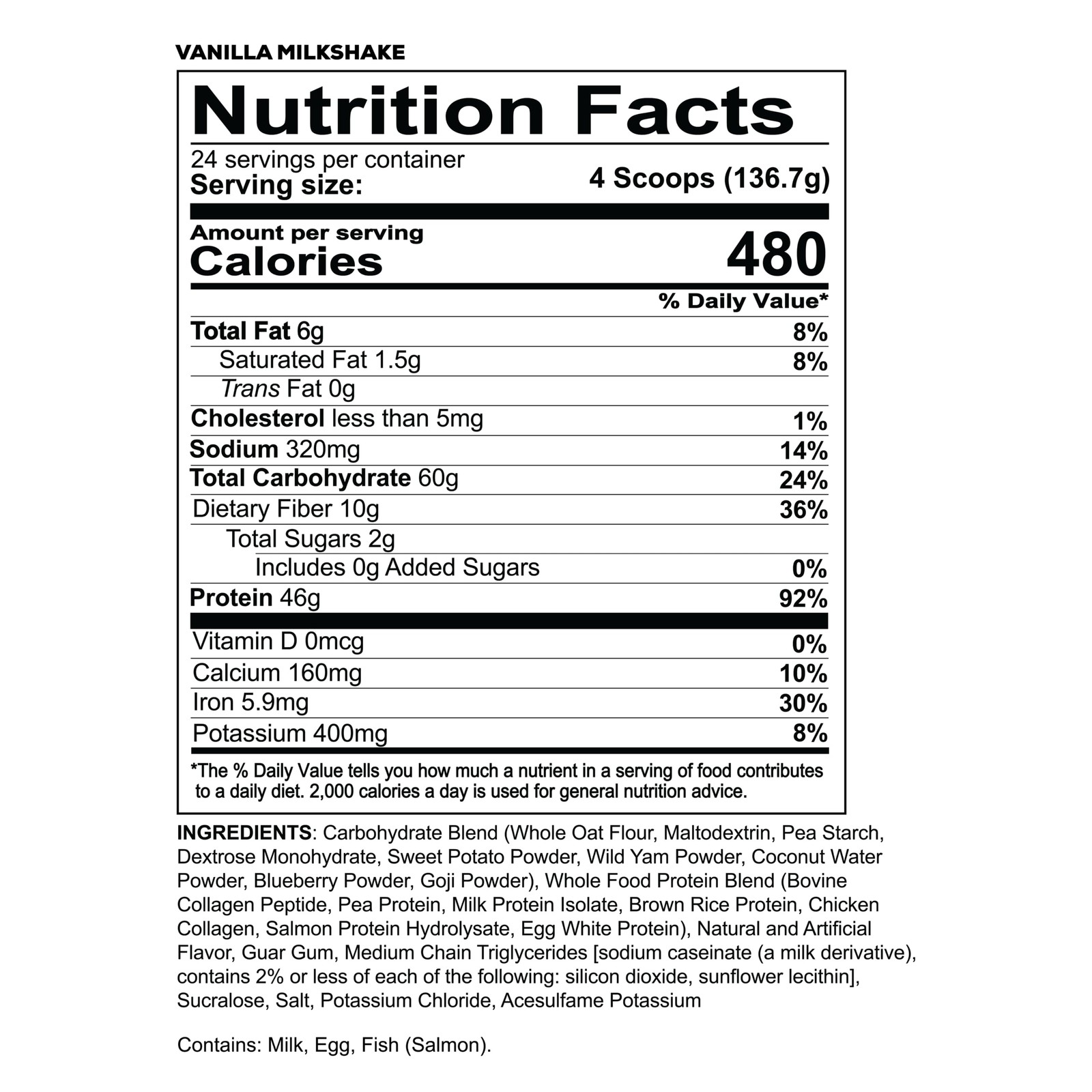 MRE Whole Food Protein Powder, Vanilla Milkshake – Meal Replacement Made