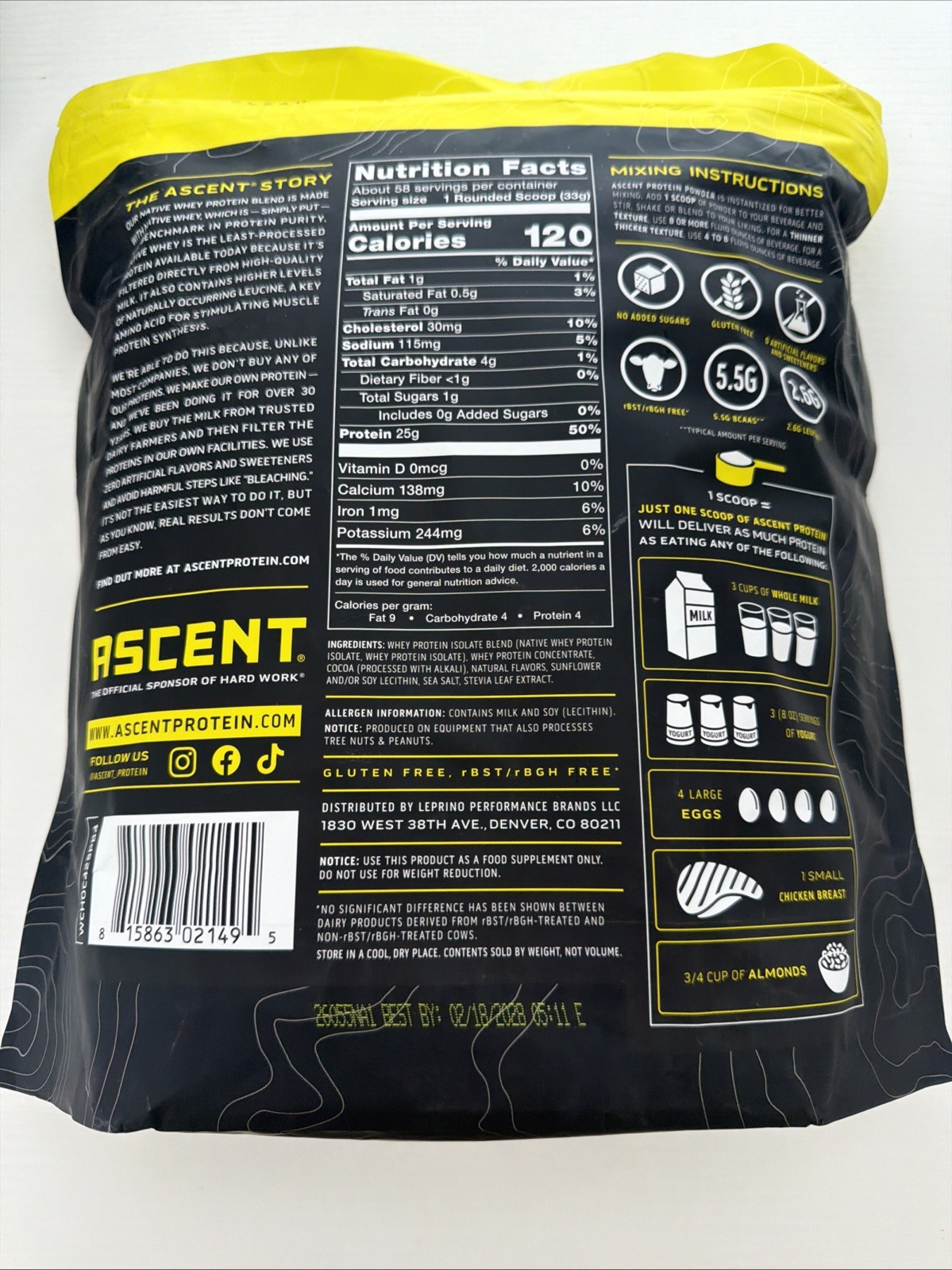 Ascent 100% Whey, Native Whey Protein Blend, Chocolate, 4.25 lbs 🇺🇸 Whey.
