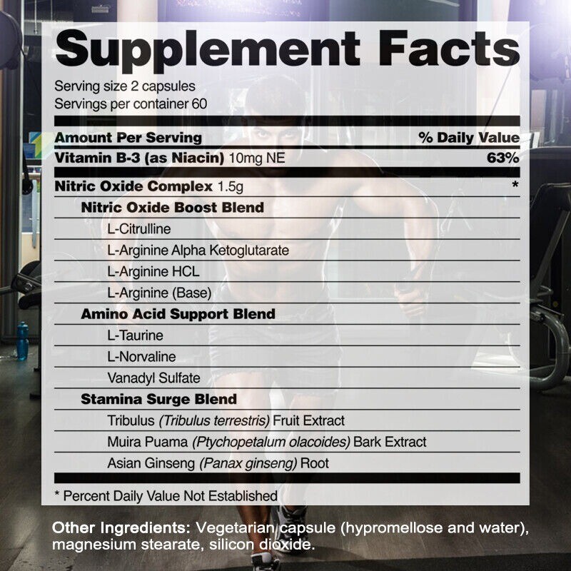Nitric Oxide Booster 1500mg, L-Arginin & L-Citrulline, 30 To 120 Capsules