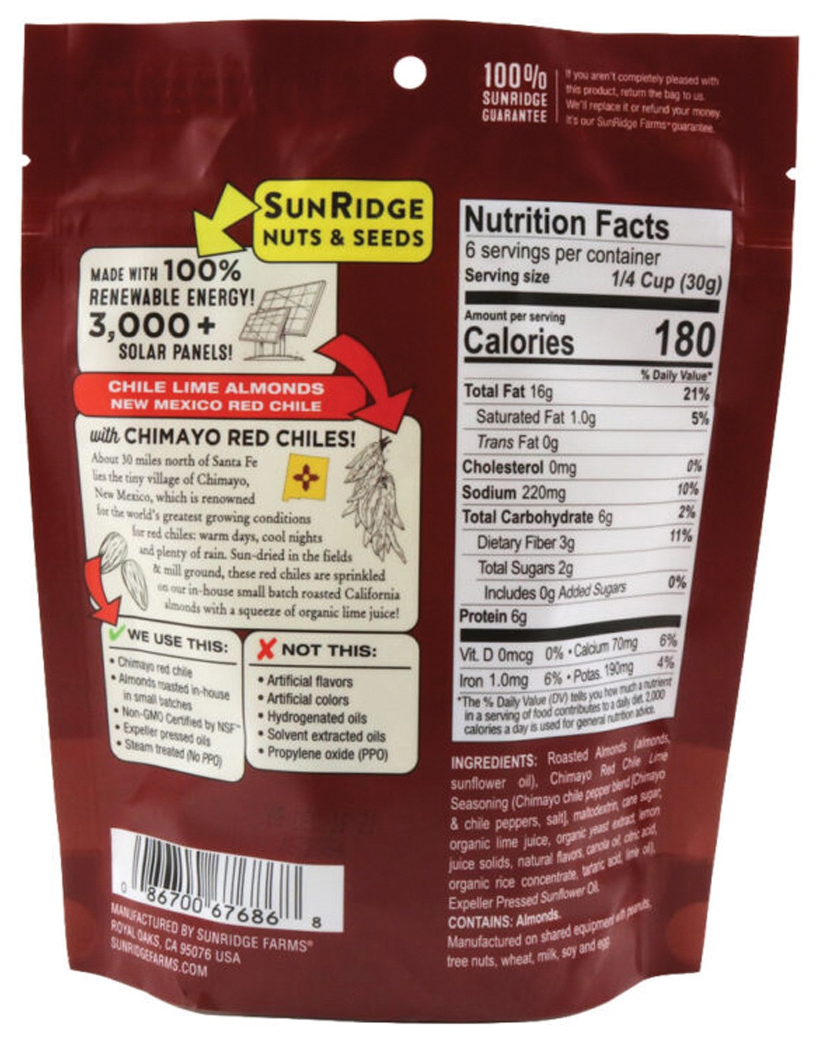 Sunridge Farms Spicy Chipotle Lime Almonds | Non-GMO, Protein-Rich, All-Natural