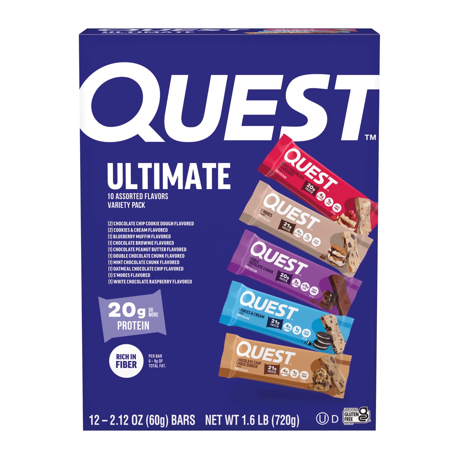 Quest Nutrition Ultimate Variety Pack Protein Bars, High 12 Count (Pack of 1)