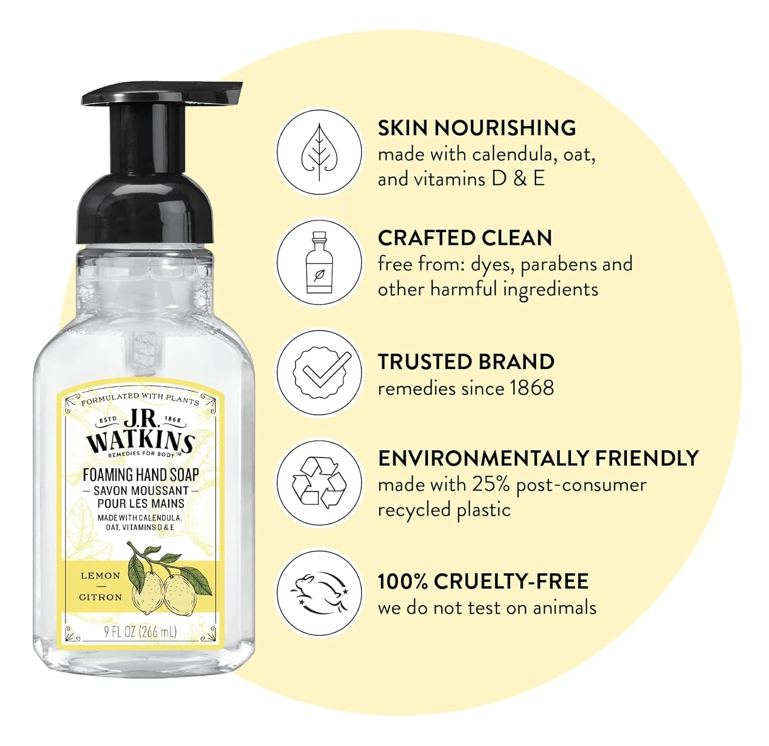J.R. Watkins Lemon Foaming Hand Soap – 9 oz., 3-Pack