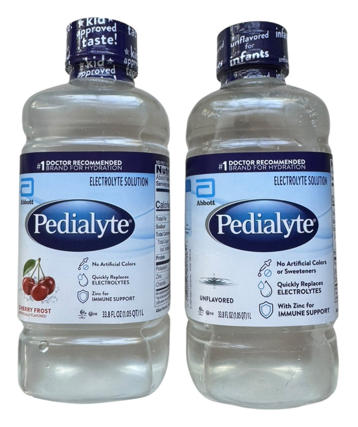 Pedialyte Cherry Frost + Unflavored Electrolyte Drink – 2 x 33.8oz – Ex: 5/27