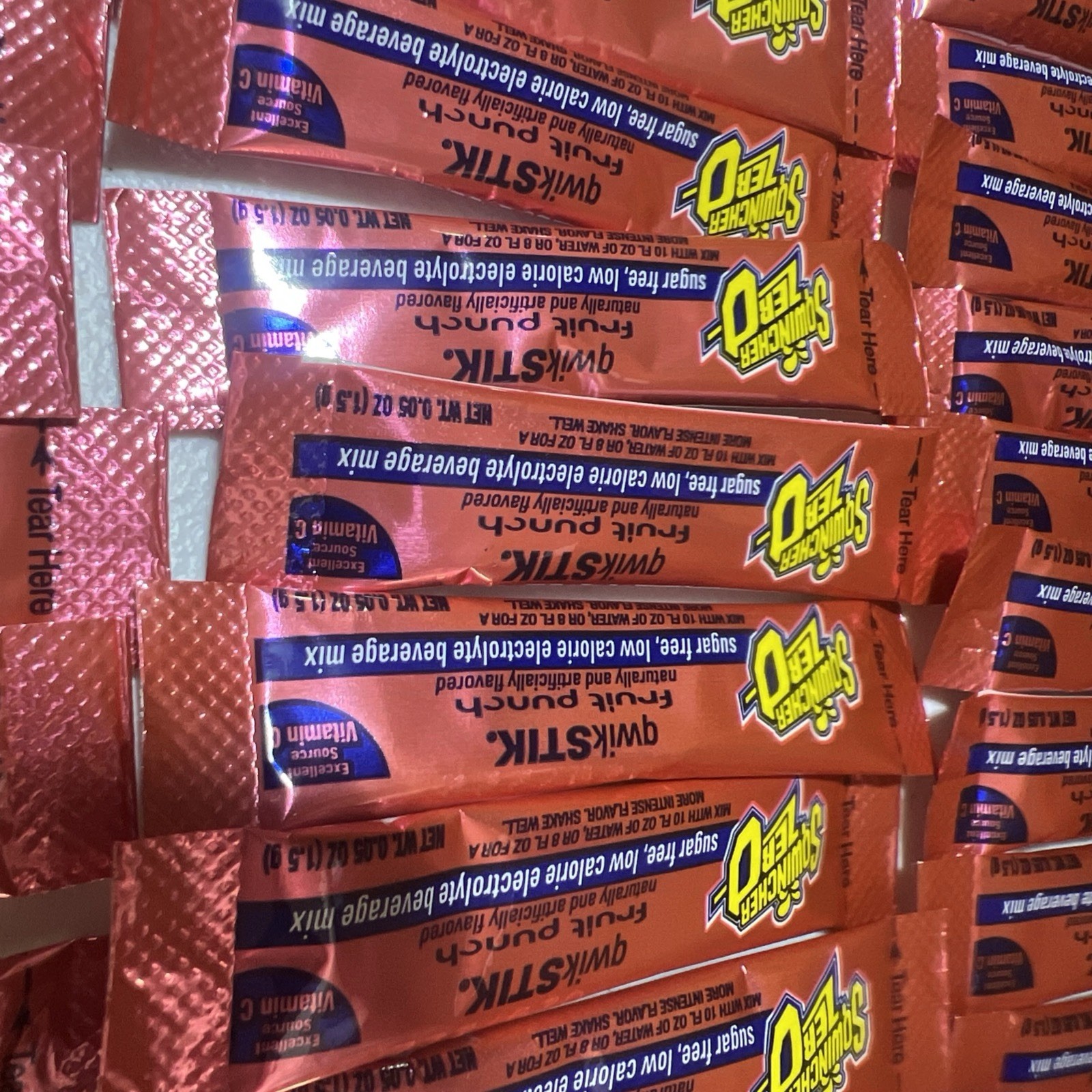 Case Of 10 Sqwincher ZERO Qwik Stik – Fruit Punch Sugar Free 50 =500 Pack New