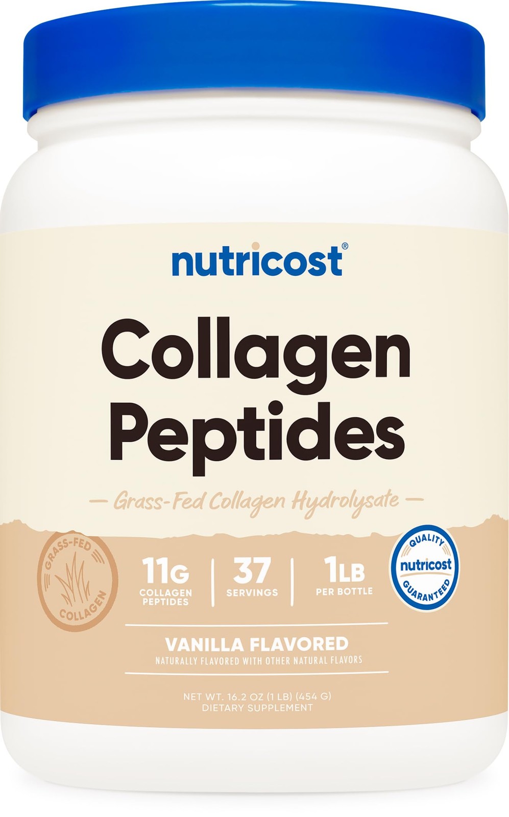 Nutricost Collagen Peptides Powder 1LB (454 G) 1 Pound (Pack of 1), White.
