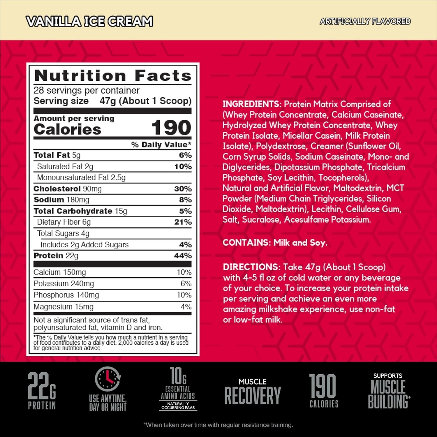 Caffeine-Free SYNTHA-6 Vanilla Protein – Delicious, 4g Sugar, Muscle Recovery