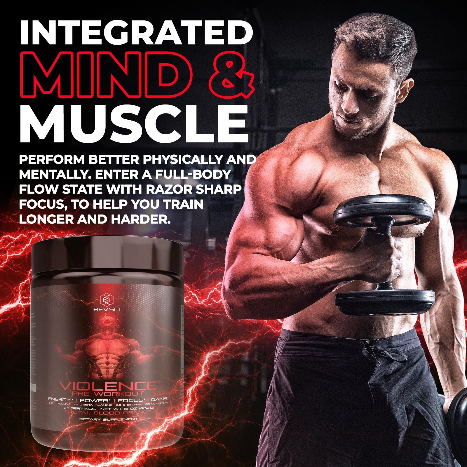 Pre Workout Powder for Energy & Focus, 180mg Caffeine, L-Theanine, Beta Alanine