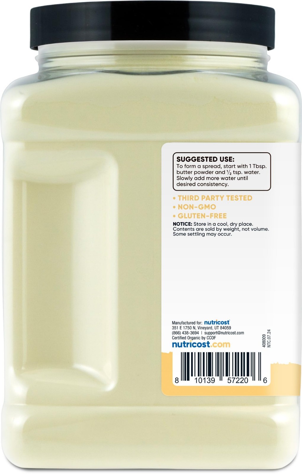 Organic Grass-Fed Butter Powder 1.5 LB | Non-GMO, Gluten-Free, Dairy Alternative