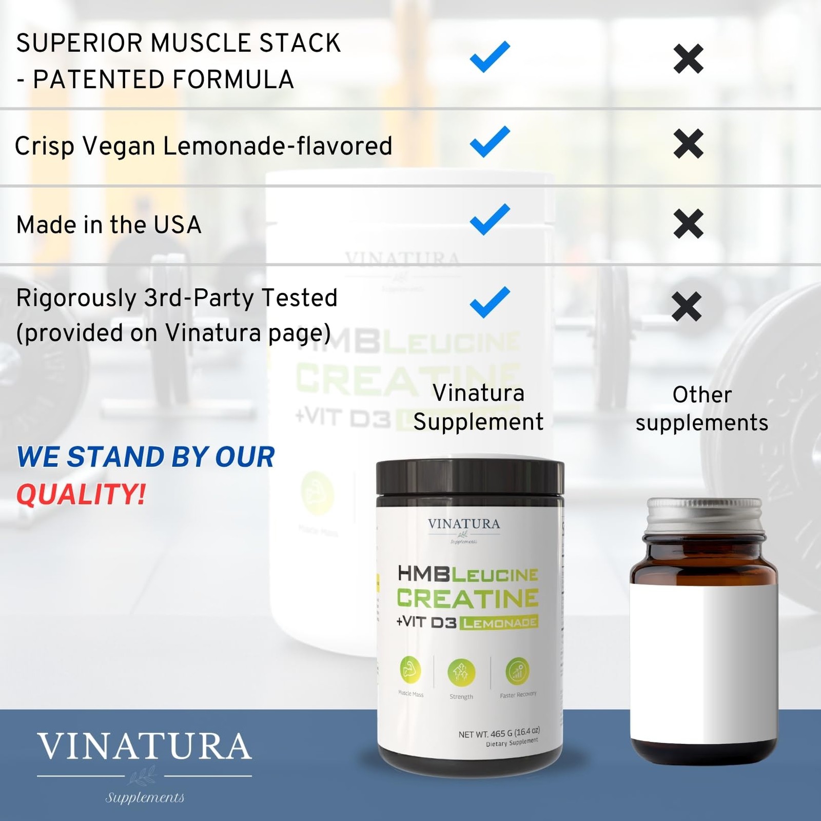 HMB Creatine Leucine Powder – 5g Creatine Monohydrate, 3g HMB Supplement, 3g …