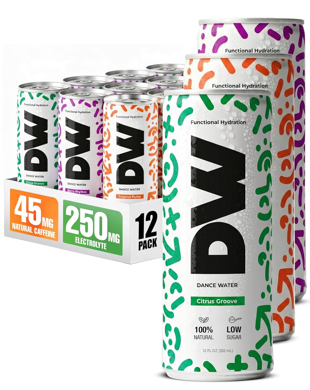 Variety Pack Electrolyte Drink, Functional Hydration Beverage with Natural Caffe