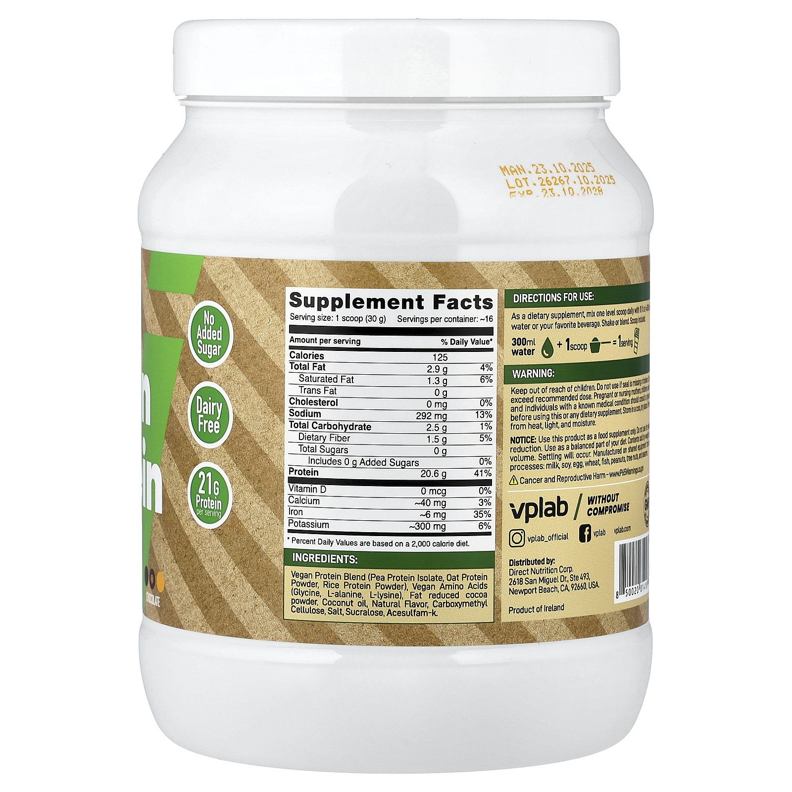 Vegan Protein, Chocolate, 17.6 oz (500 g)