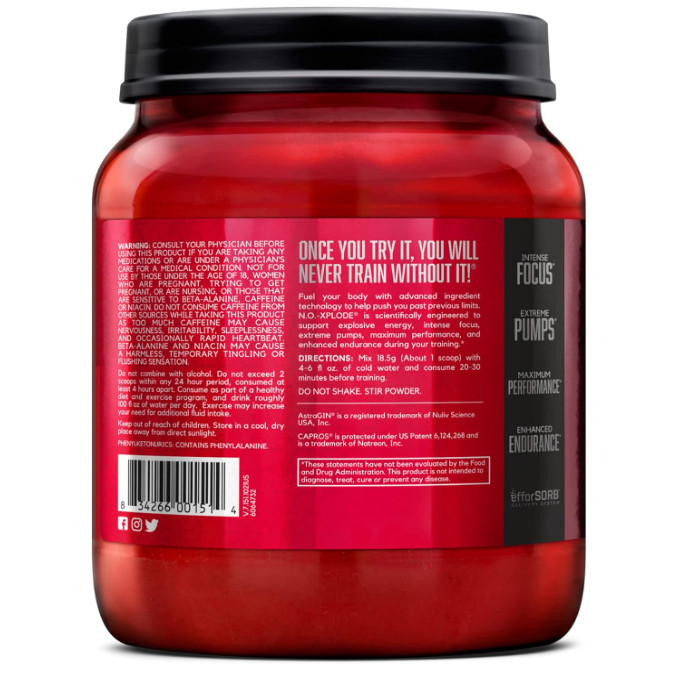 New Pre Workout N.O.-XPLODE, Fruit Punch 60 Servings with Creatine & Energy