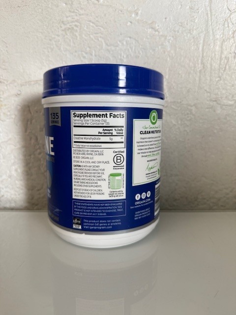 Orgain Creatine Micronized Ceratine Monohydrate Unflavored, 1.48 LB Exp 10/2027