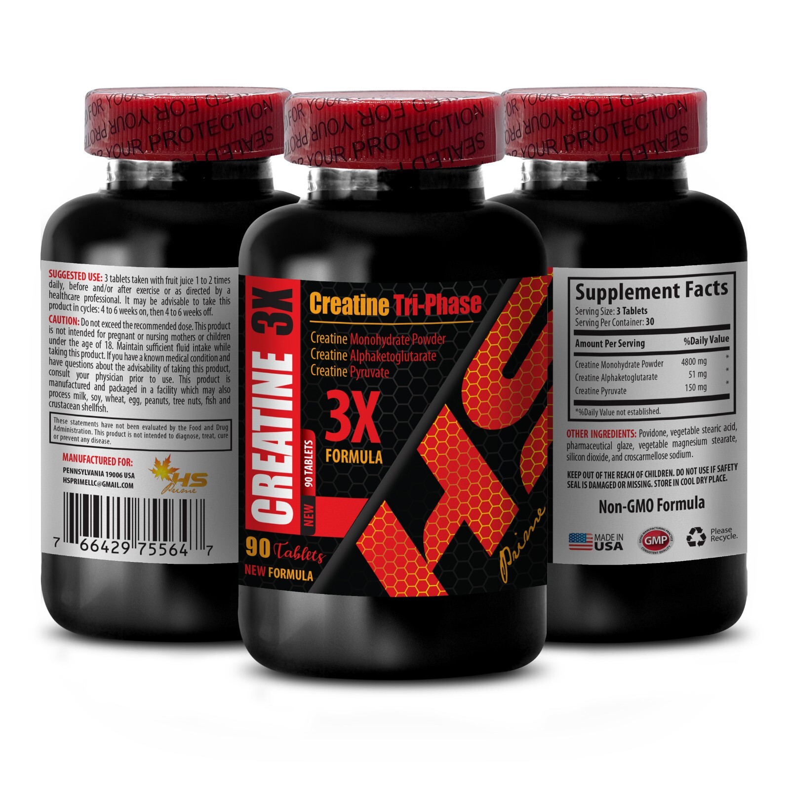 muscle gainer – CREATINE 3X – monohydrate creatine 3 Bottle 270 Tablets