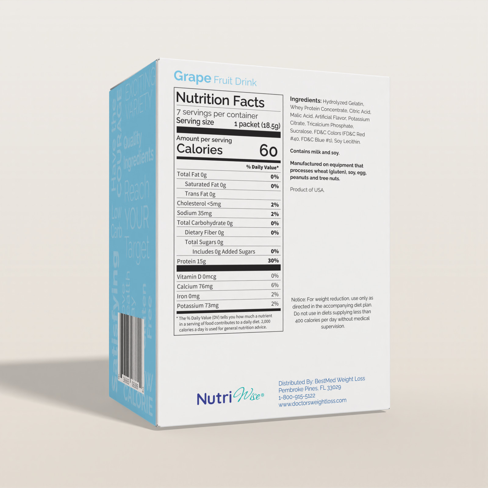 NutriWise Grape Fruit Protein Drink (7ct)