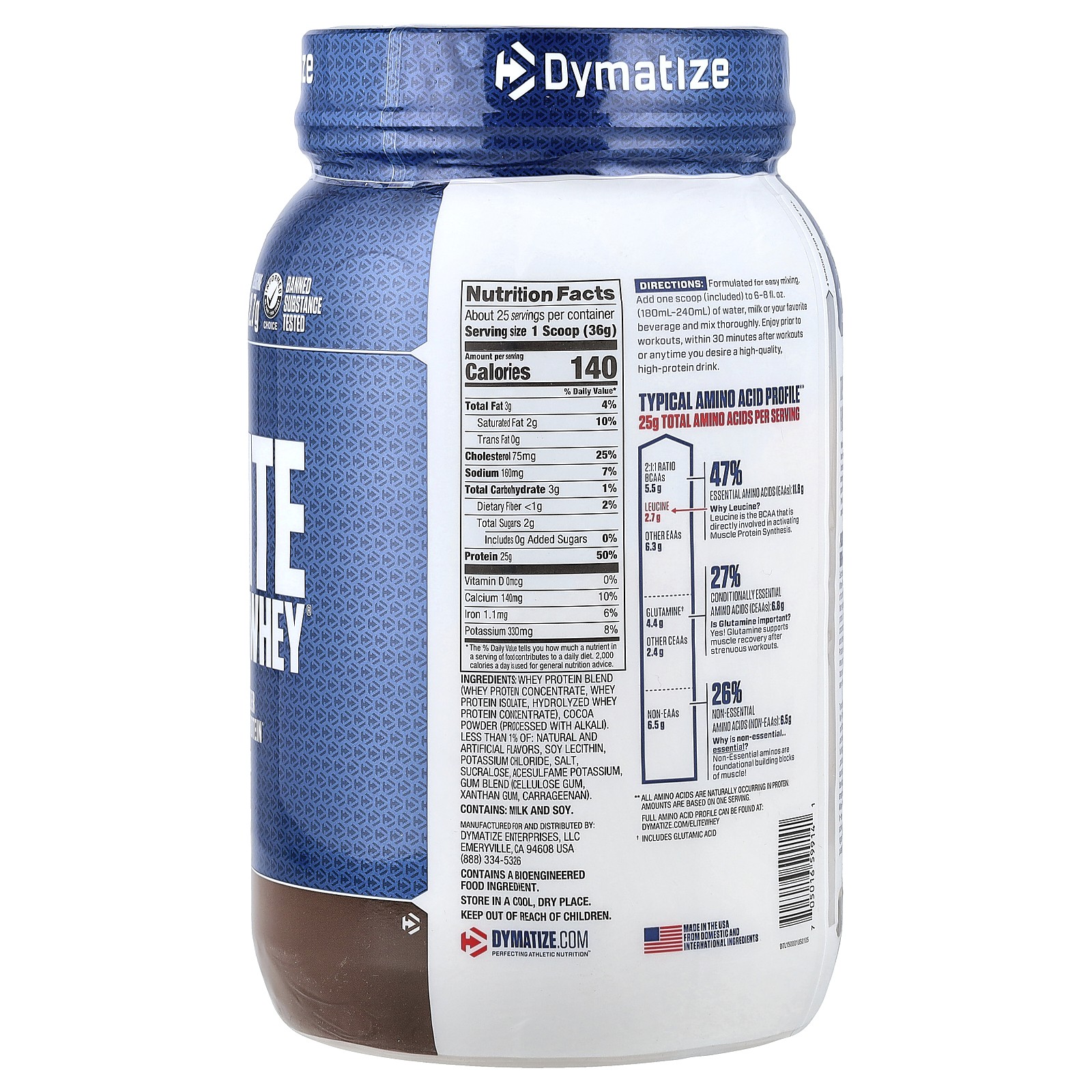 Elite, 100% Whey Protein Powder, Rich Chocolate, 2 lbs (907 g)