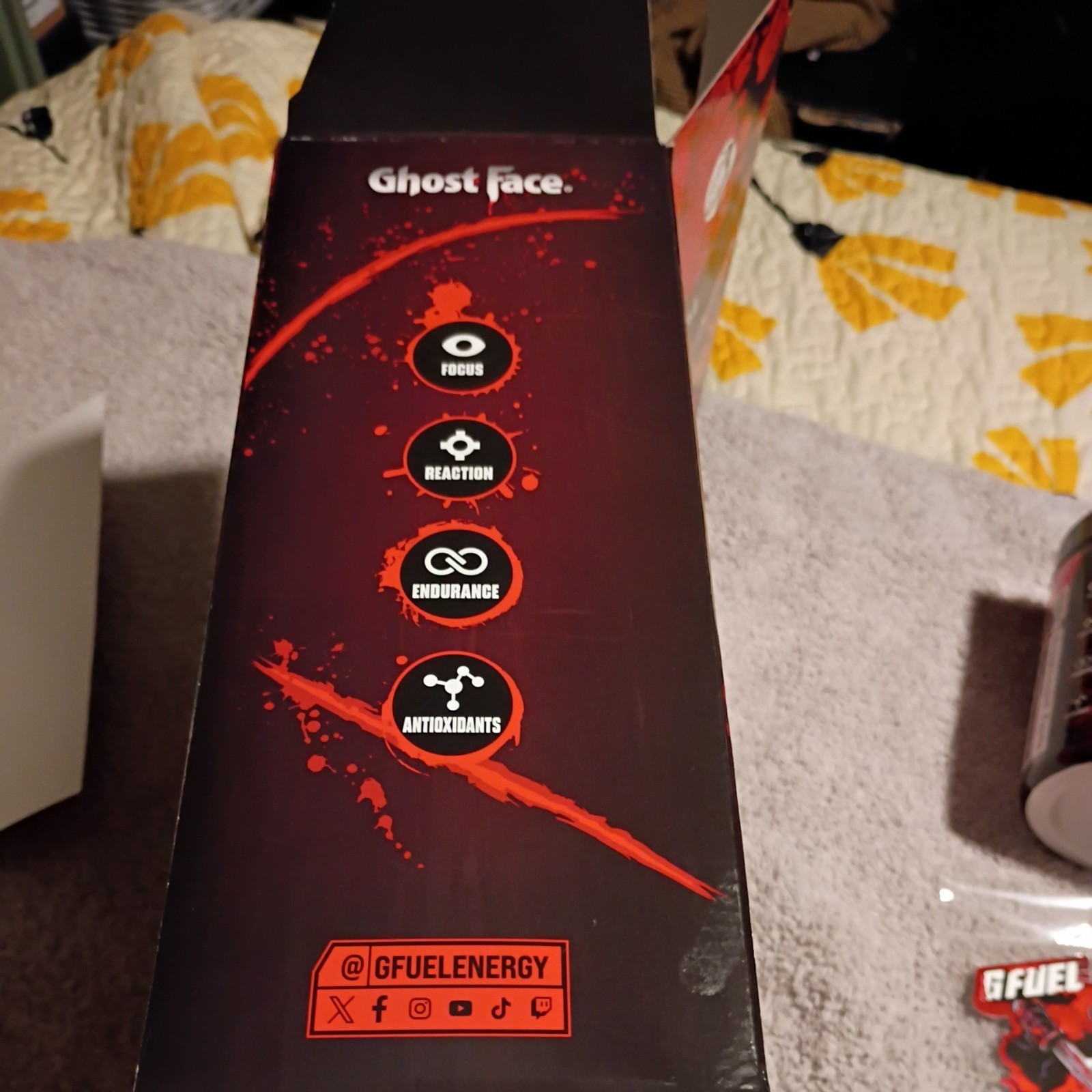 G Fuel Scream Ghost Face Jump Scare Collector’s Box Tub Metal Shaker Cup Sticker