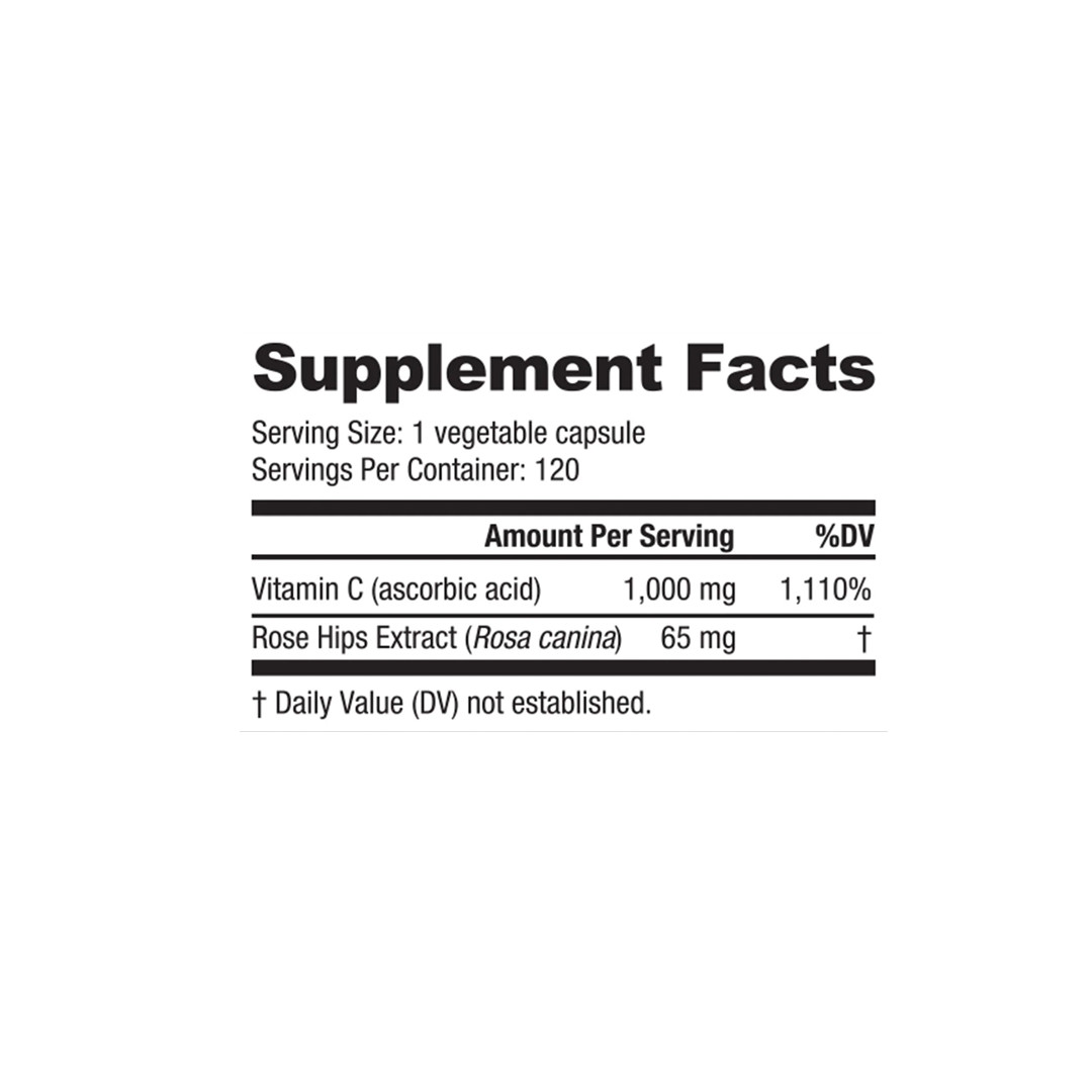 NutraBio Vitamin C with Rosehips – Immune Support & Antioxidant Booster – 1000mg