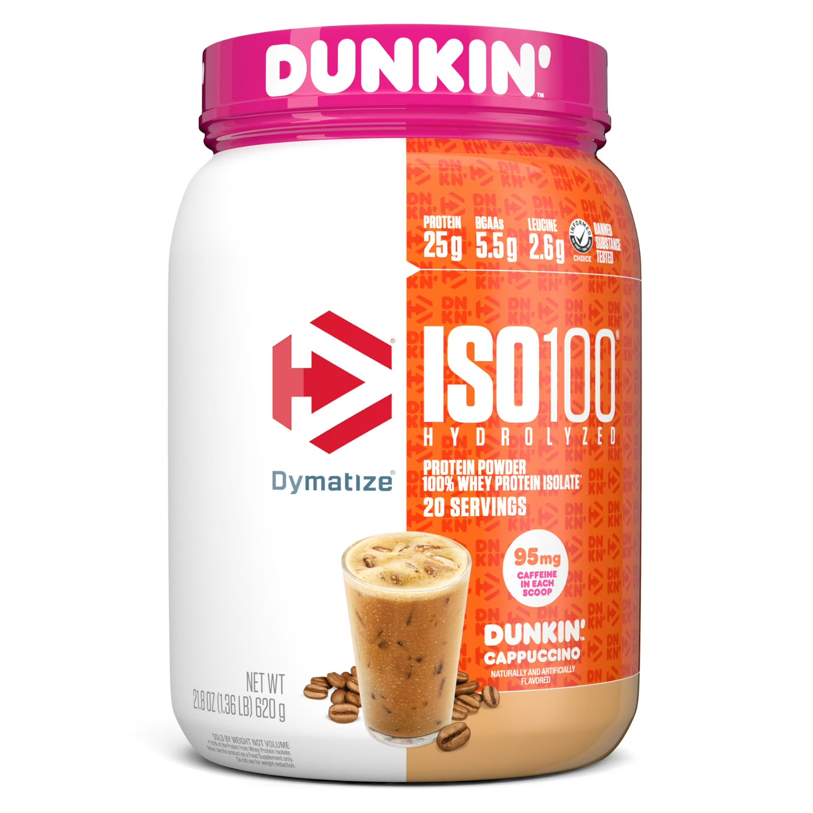 NEW Dymatize ISO100 Hydrolyzed Whey Isolate Protein Powder, Dunkin’ Cappuccino
