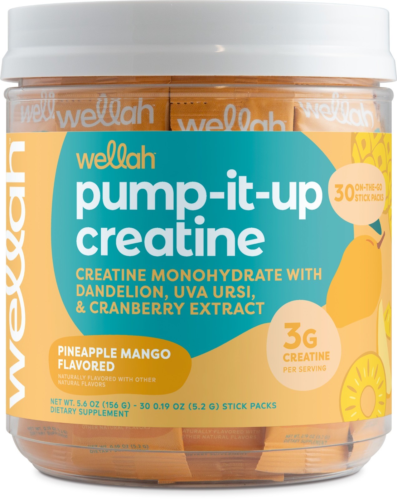 Wellah Pump-It-Up Creatine For Women (Pineapple Mango) 30 Stick Packs
