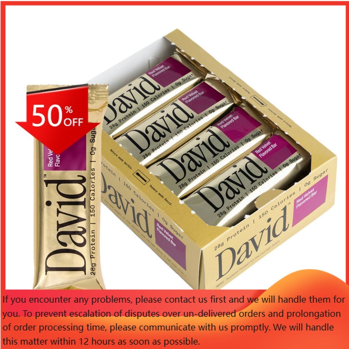 David Protein Gold Red Velvet High Protein Bars – 28g Protein – 12ct: Milk, Egg,
