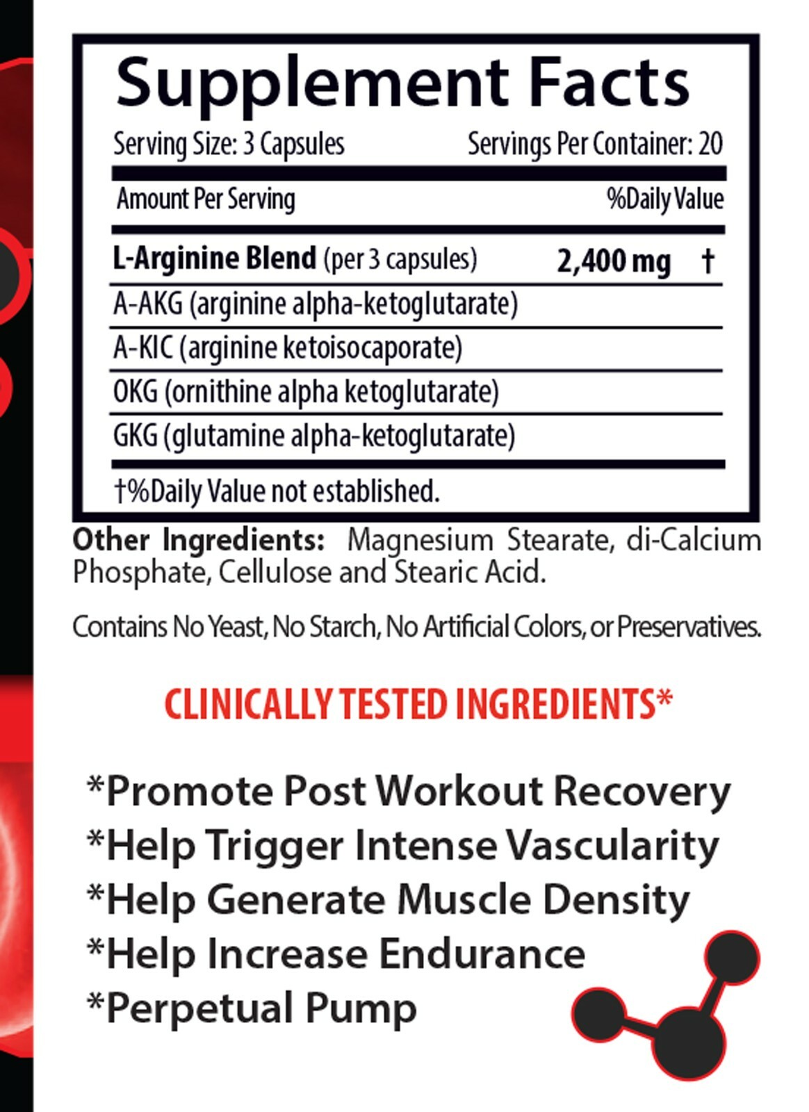Pre-Workout Pills NITRIC OXIDE MUSCLE PUMP 2400 Increases Muscle Pump 2