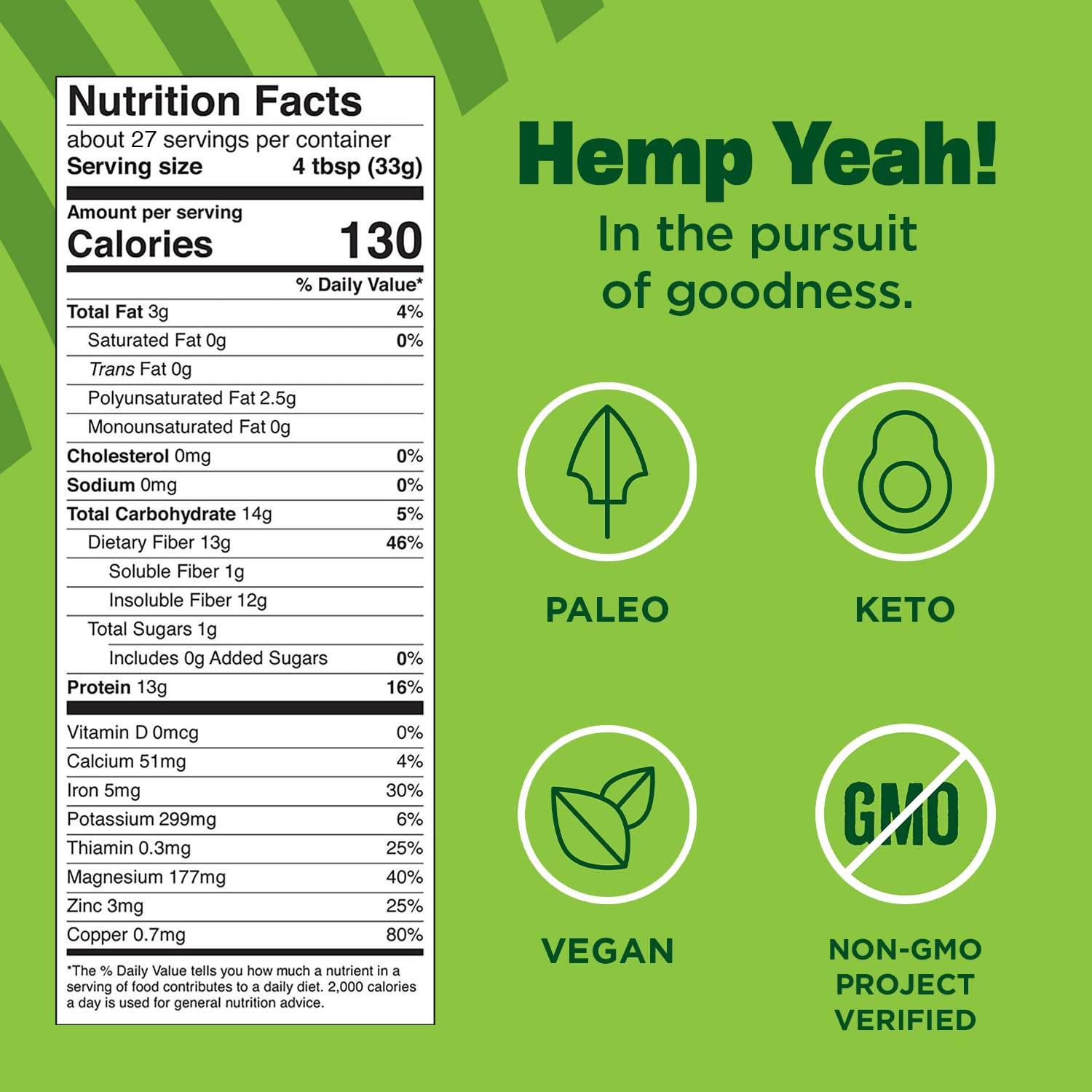 Hemp Yeah Organic Max Fiber Protein Powder, Unsweetened, 32Oz, with 13G of Fiber