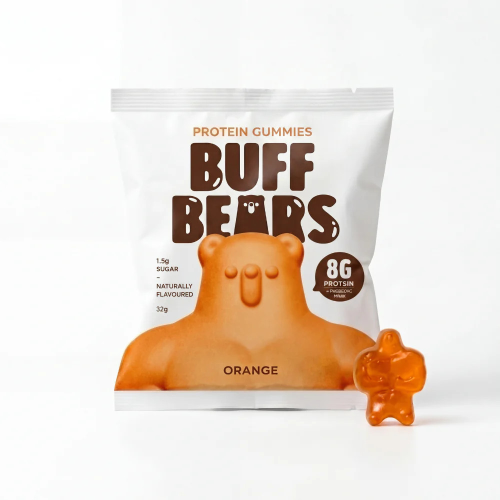 New Buff Bears Protein Gummies Orange 12 x 32g Packs