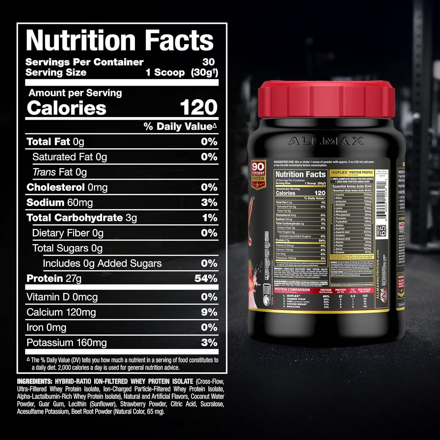 ALLMAX ISOFLEX Pure Whey Isolate Protein Powder – Gluten Free, Low Lactose, Suga