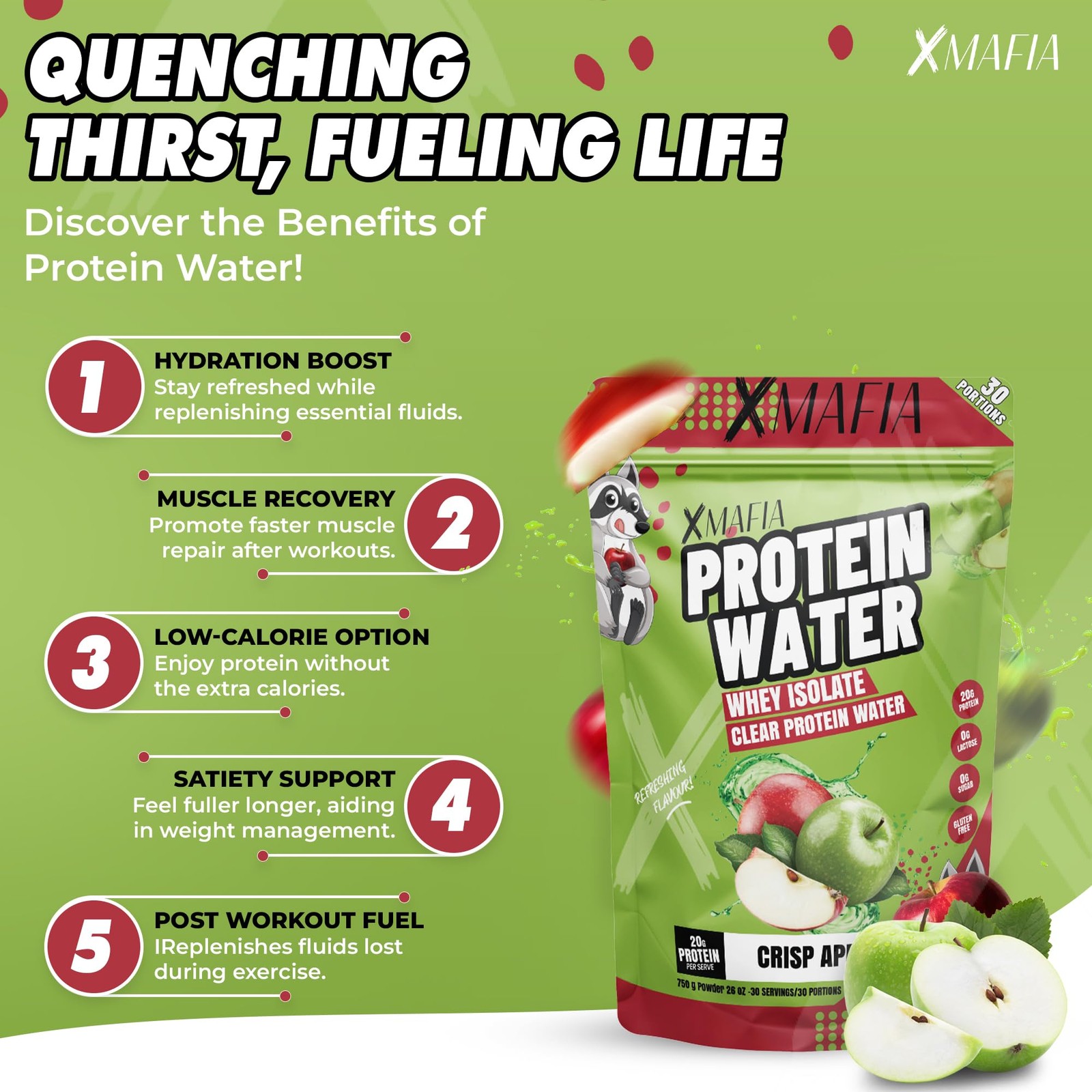 XMafia – Protein Water, Clear Protein Powder – 30 Servings, 20g Protein, 27 o…