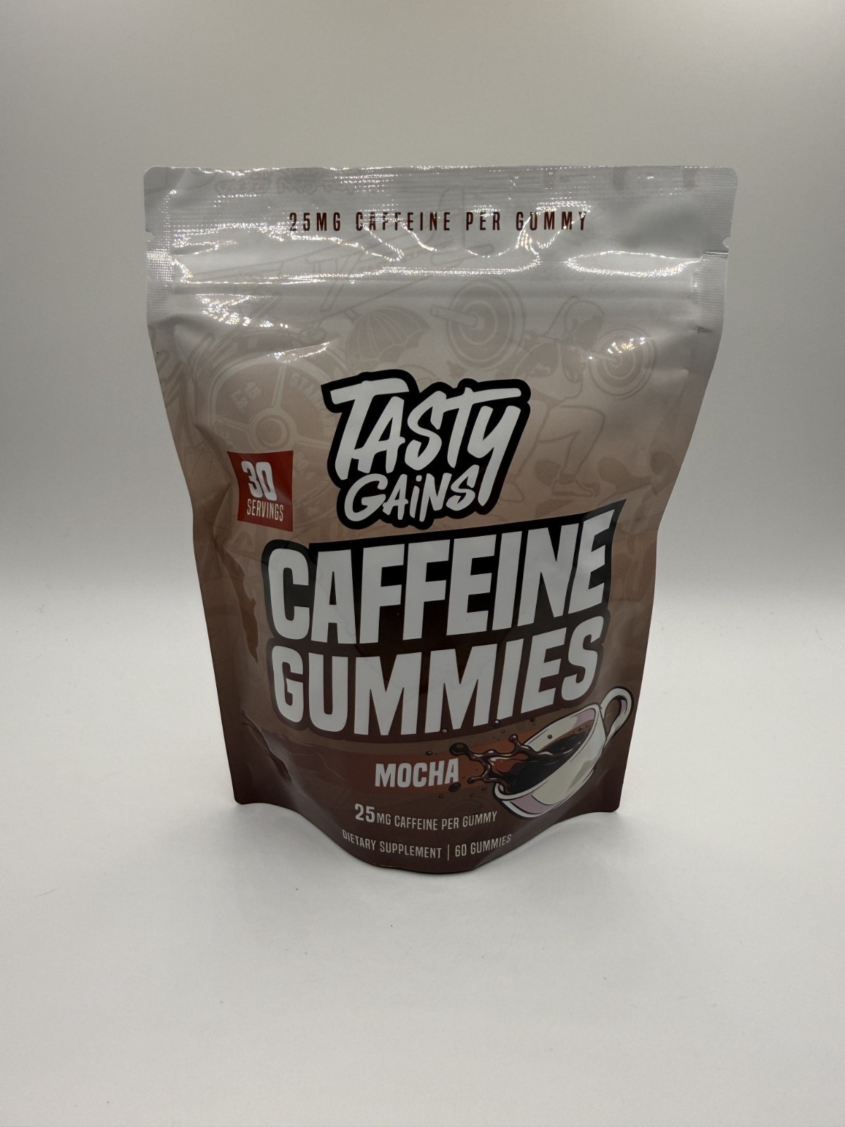 Tasty Gains Mocha Caffeine Gummies Energy Focus Boost Gummies For Men – New