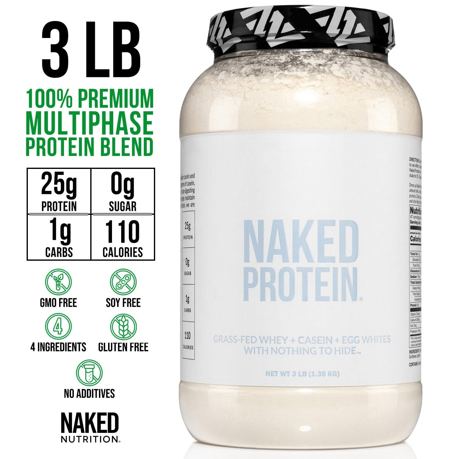 Naked Protein Powder Blend – Whey Casein And Egg Protein Only 4 Ingredients