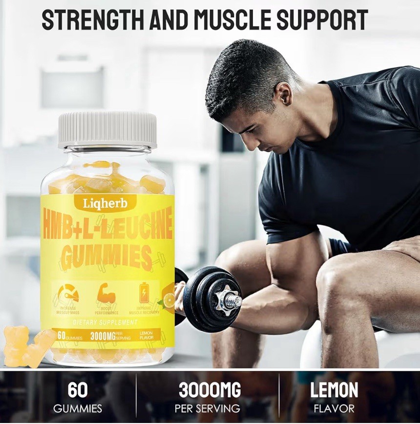 2 Pack HMB and L-Leucine Gummies, 3000mg HMB and Leucine Amino Acid for Muscle
