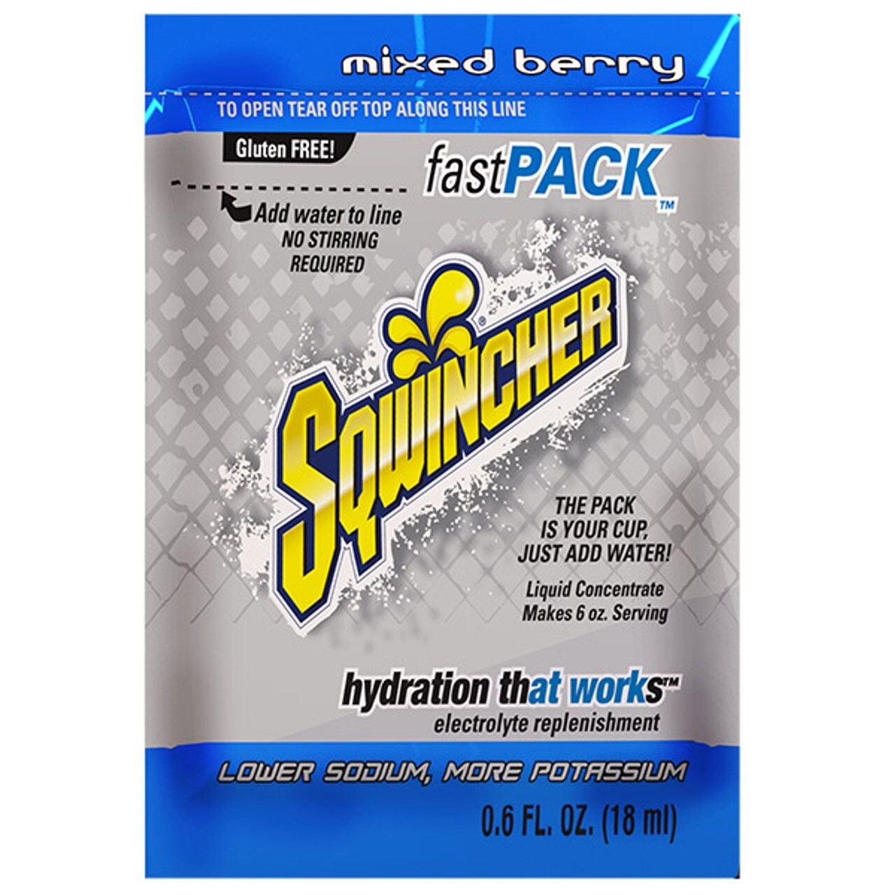 Sqwincher Fast Pack Electrolyte Liquid Sport Hydration Drink MIXED BERRY 50 BOX