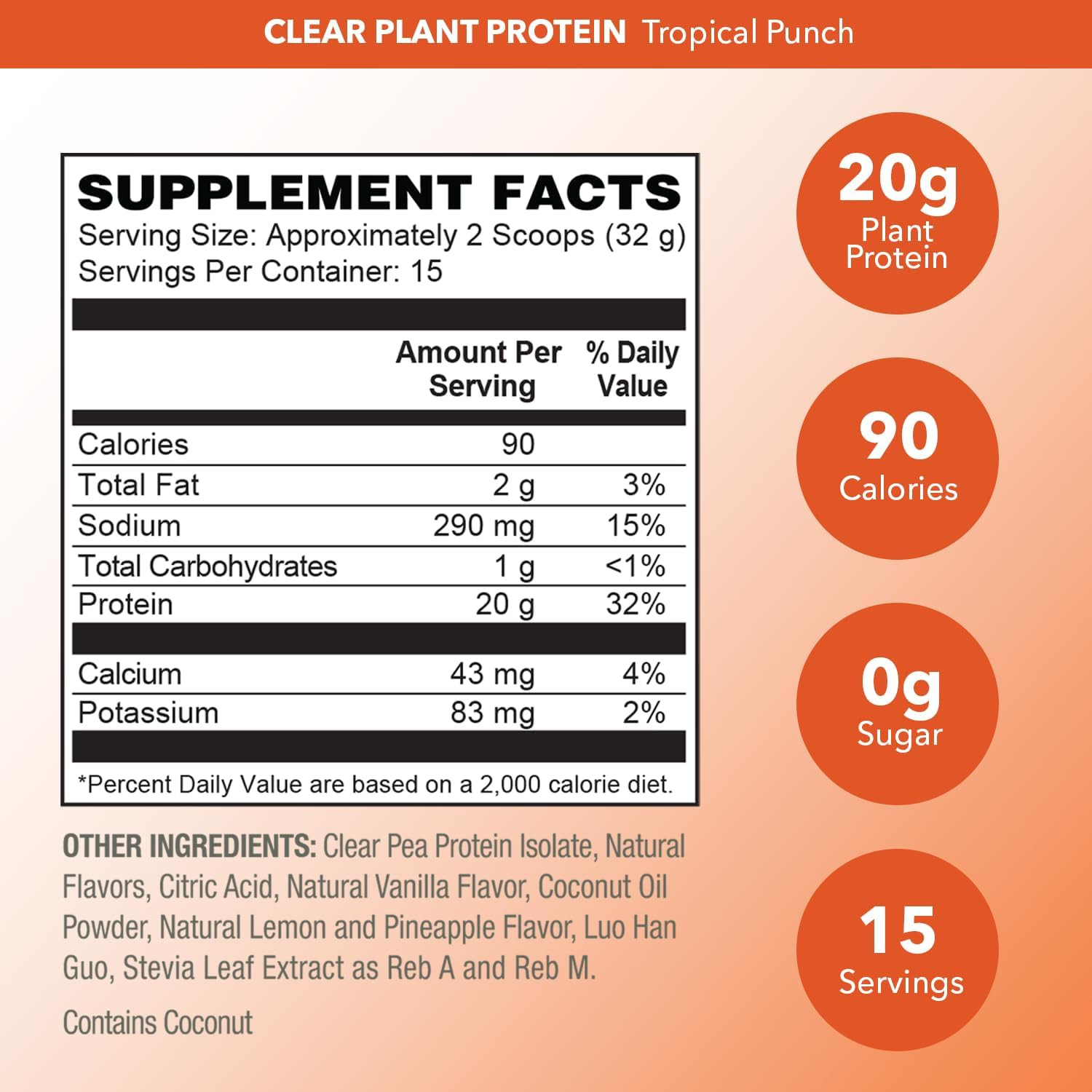 Vegan Clear Protein Powder with Pea Protein Peptides – 20G Fast-Absorbing in Wat